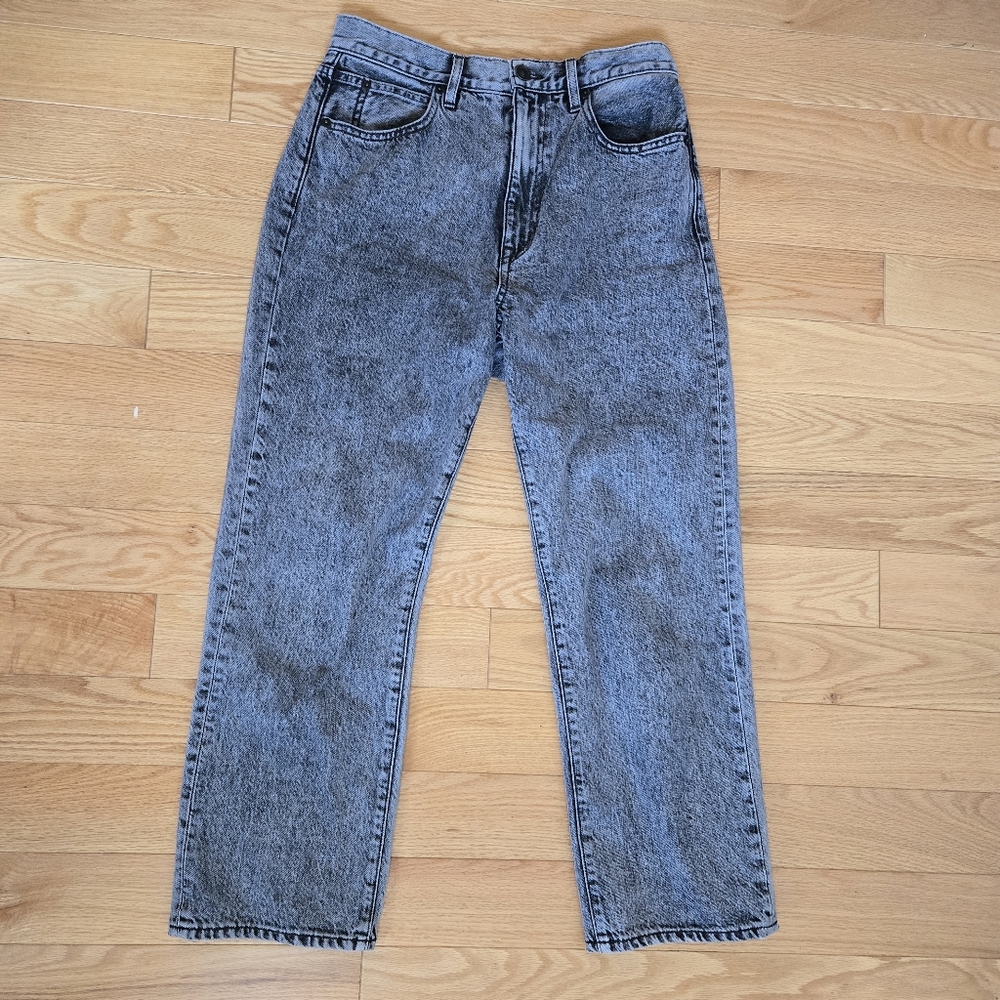 SLVRLAKE Black Acid Wash High-Rise Straight Jeans